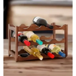 Houten wijnrek voor 12 flessen