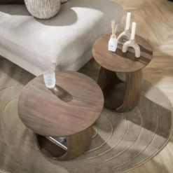 Hoyz Collection - Bijzettafel Flow Solid S - Massief Acacia Glaze Brown