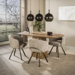 Hoyz Collection - Eettafel Wave Centro Deens Ovaal 180cm - Massief Mango Zand