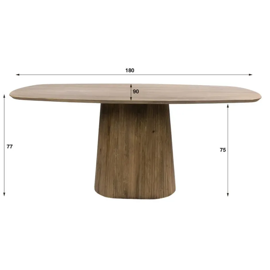 Hoyz Collection - Eettafel Wave Centro Deens Ovaal 180cm - Massief Mango Zand