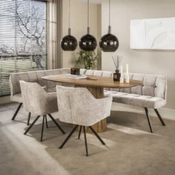 Hoyz Collection - Eettafel Wave Centro Deens Ovaal 180cm - Massief Mango Zand