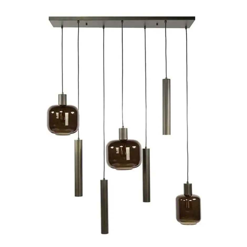 Hoyz Collection - Hanglamp Bronza Mix 4+3-lichts - Sienna Brown
