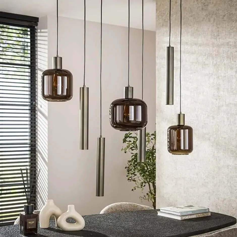 Hoyz Collection - Hanglamp Bronza Mix 4+3-lichts - Sienna Brown