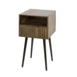 Hoyz Collection - Nachtkastje Carve 1 Lade - Massief Acacia Bruin
