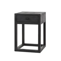 Hoyz Collection - Nachtkastje 1L Black Square - Massief Acacia Zwart