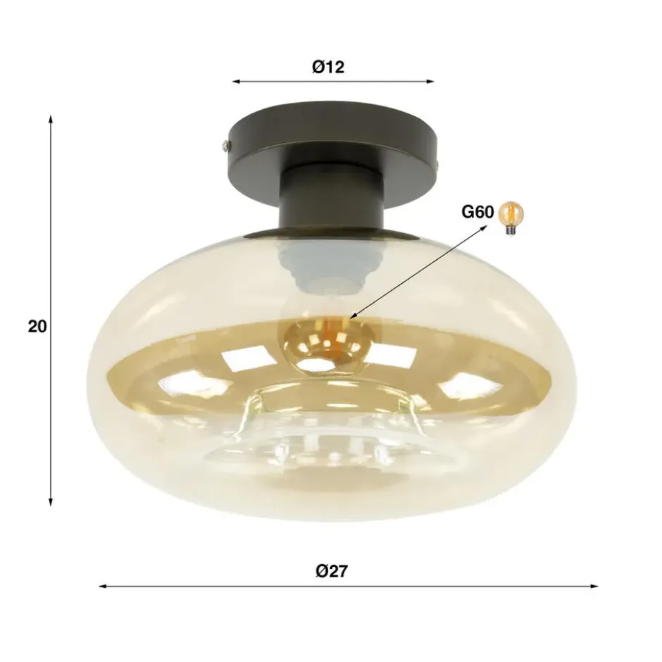 Hoyz Collection - Plafondlamp Soll 1-lichts - Amber Glas