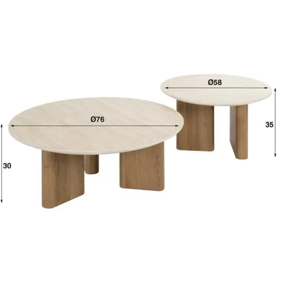 Hoyz Collection - Salontafel Rechthoekige Poot - Keramisch Travertin - Set van 2