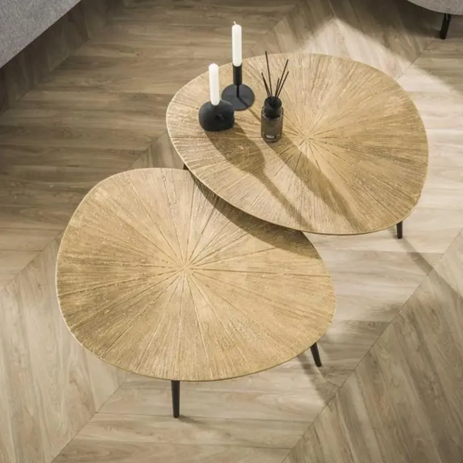 Hoyz Collection - Salontafel Set-2 Organisch Ray - Brons/Goud Metaal