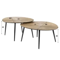 Hoyz Collection - Salontafel Set-2 Organisch Ray - Brons/Goud Metaal