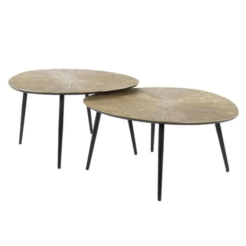 Hoyz Collection - Salontafel Set-2 Organisch Ray - Brons/Goud Metaal