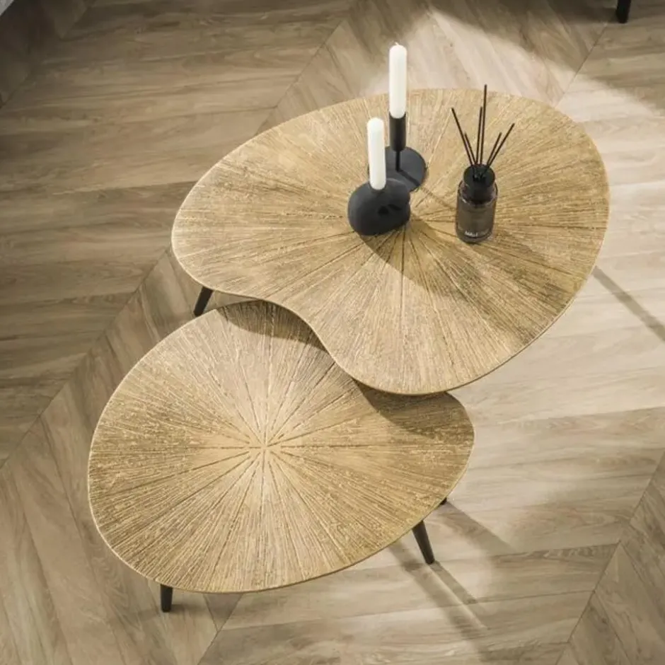 Hoyz Collection - Salontafel Set-2 Niervormig Ray - Brons/Goud Metaal