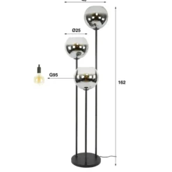 Hoyz Collection - Vloerlamp Bubble Shaded 3-lichts - Artic Zwart