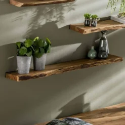 Hoyz - Wandplank 120 edge - Acaciahout - Bruin