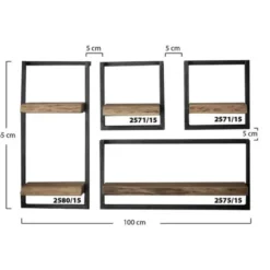 Hoyz - Wandplanken set Edge - Acaciahout - Complete set - 4 stuks