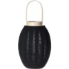 H&S Collection Lantaarn - hout met stof - zwart - 34 cm