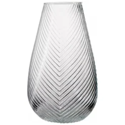 H&S Collection Vaas - glas - relief - 30 cm - transparant
