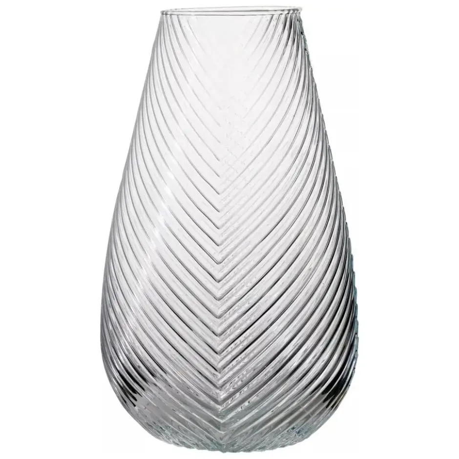 H&S Collection Vaas - glas - relief - 30 cm - transparant