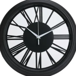 H&S collection Wandklok Memphis - D37 cm - kunststof - zwart