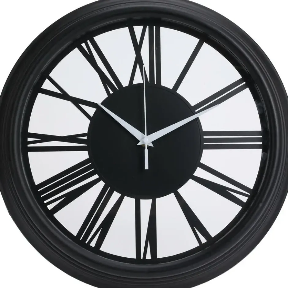 H&S collection Wandklok Memphis - D37 cm - kunststof - zwart