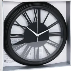 H&S collection Wandklok Memphis - D37 cm - kunststof - zwart