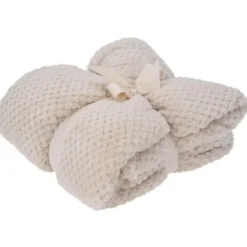H&S Deken - plaid - fleece - polyester - creme - 130 x 170 cm