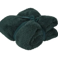 H&S Fleece deken - plaid - polyester - donkergroen - 130 x 170 cm
