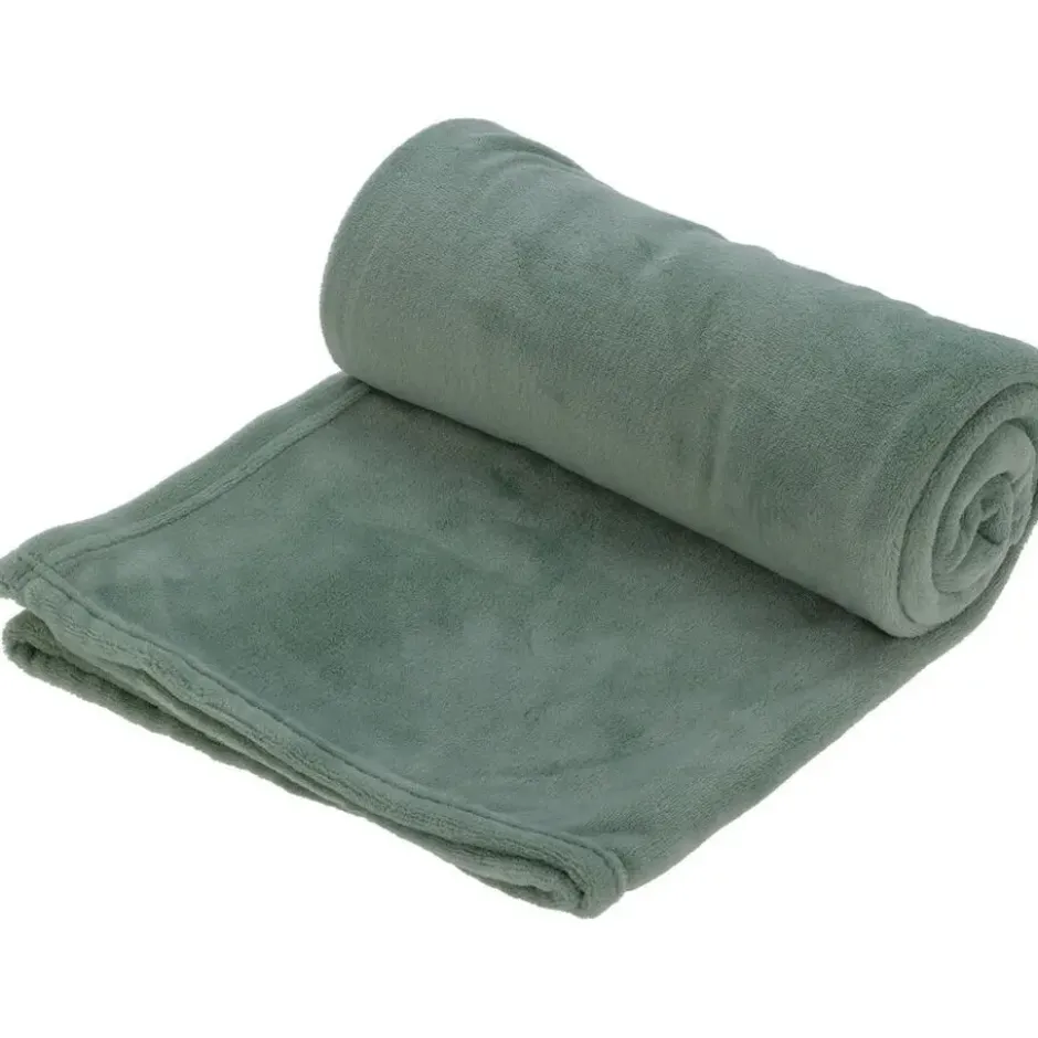 H&S Fleece Plaid - polyester - olijfgroen - 125 x 150 cm