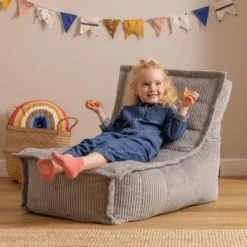icon - Dolce Kinderzitzak Stoel - Ribfluweel Fauteuil - Grijs