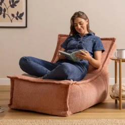 icon - Dolce Lounge Zitzak - Ligstoel - Ribfluweel Fauteuil - Oud roze