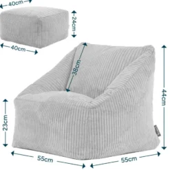 icon - Natalia Kinderzitzak Stoel met Poef - Ribfluweel - Beige