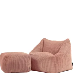 icon - Natalia Kinderzitzak Stoel met Poef - Ribfluweel - Oud roze