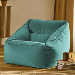 icon Zitzack Natalia - Fluwelen Zitzakfauteuil - Blauwgroen