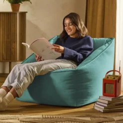 icon Zitzack Natalia - Fluwelen Zitzakfauteuil - Blauwgroen