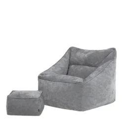 icon Zitzak en Poef Natalia - Chenille Zitzak Fauteuil - Grijs