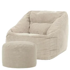 icon Zitzak en XL Poef Natalia - Corduroy Zitzak - Beige