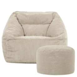 icon Zitzak en XL Poef Natalia - Corduroy Zitzak - Beige