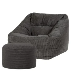 icon Zitzak en XL Poef Natalia - Corduroy Zitzak - Houtskool
