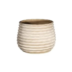 Ideas4seasons Plantenpot ribbel - creme wit - D16 x H13 cm