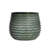 Ideas4seasons Plantenpot ribbel - donkergroen - D16 x H13 cm