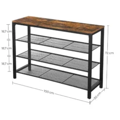 Industrieel Schoenenrek - 3 planken - Vintage - Zwart - Hout & Metaal