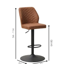 Industriële barkruk Grizzly cognac - Zithoogte 64 cm - Stof - Bruin