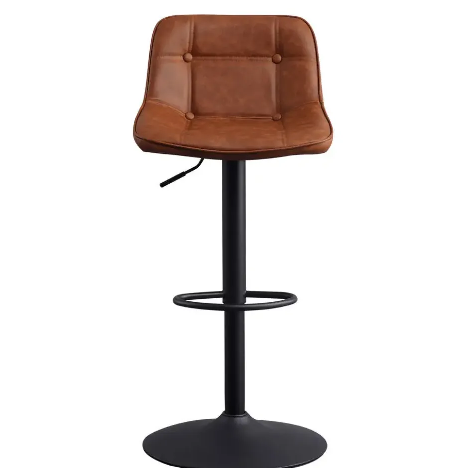 Industriële Barkruk Jason Cognac - Zithoogte 59 cm - Kunstleder - Bruin