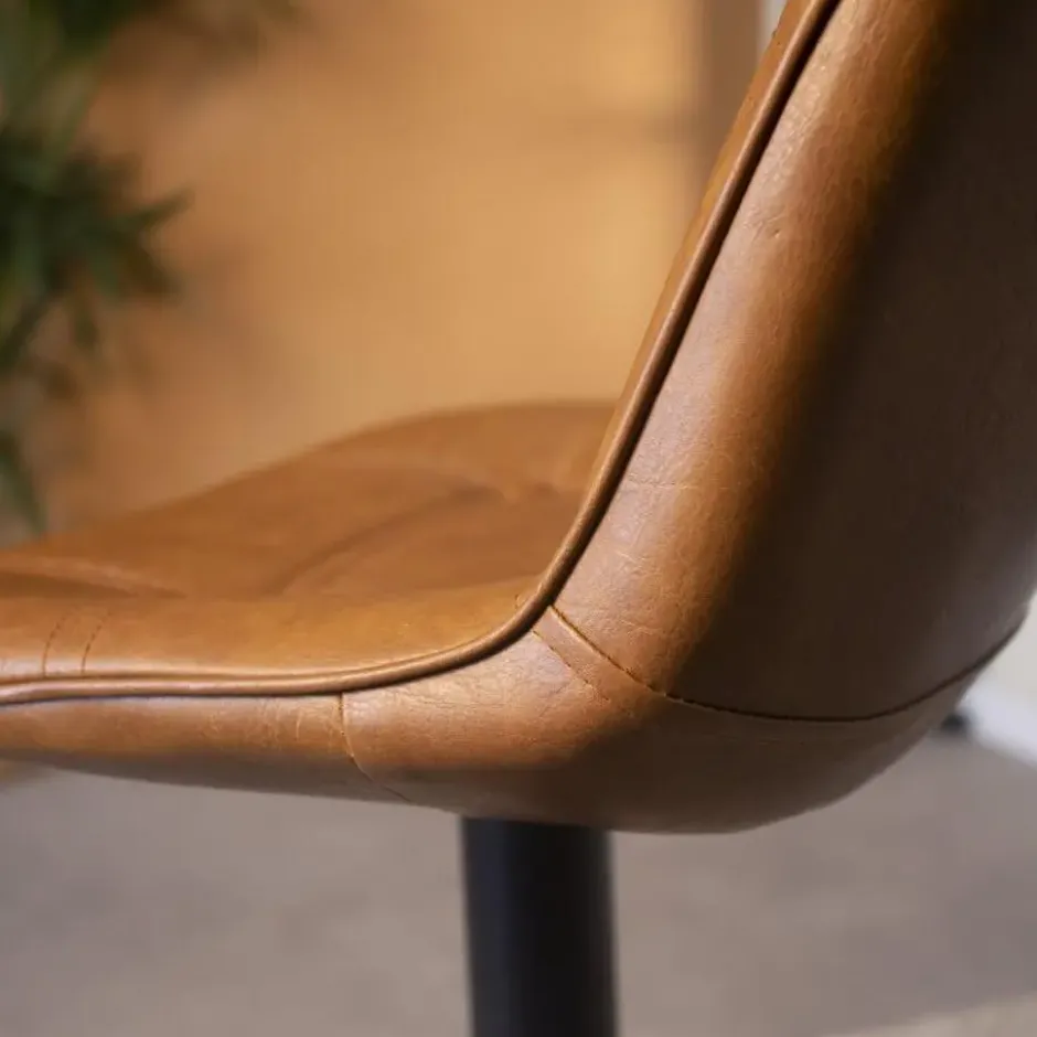 Industriële Barkruk Jason Cognac - Zithoogte 59 cm - Kunstleder - Bruin