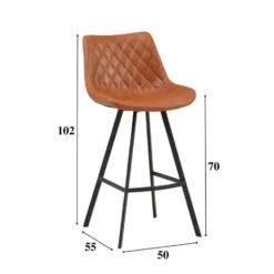 Industriële barkruk Juno Cognac - Zithoogte 70 cm - Kunstleder - Bruin