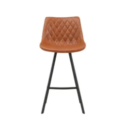 Industriële barkruk Juno Cognac - Zithoogte 70 cm - Kunstleder - Bruin