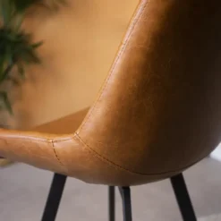 Industriële barkruk Juno Cognac - Zithoogte 70 cm - Kunstleder - Bruin