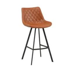 Industriële barkruk Juno Cognac - Zithoogte 70 cm - Kunstleder - Bruin