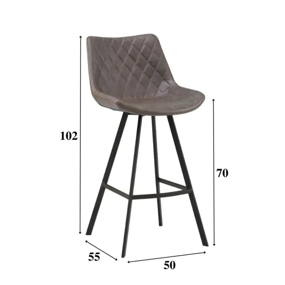 Industriële barkruk Juno Taupe - Zithoogte 70 cm - Kunstleder - Taupe