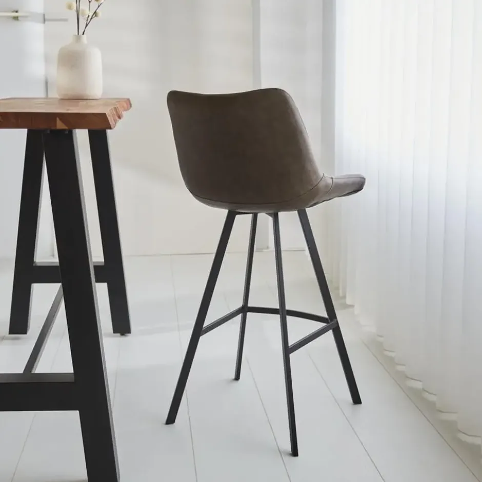 Industriële barkruk Juno Taupe - Zithoogte 70 cm - Kunstleder - Taupe