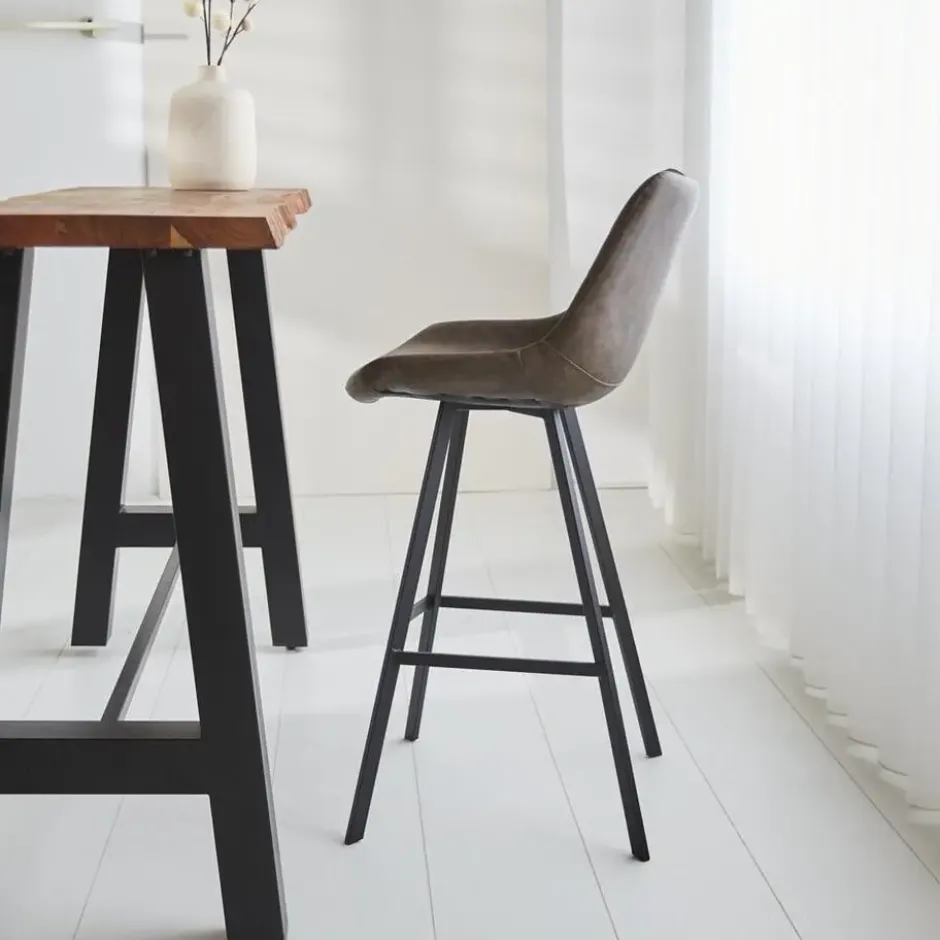 Industriële barkruk Juno Taupe - Zithoogte 70 cm - Kunstleder - Taupe